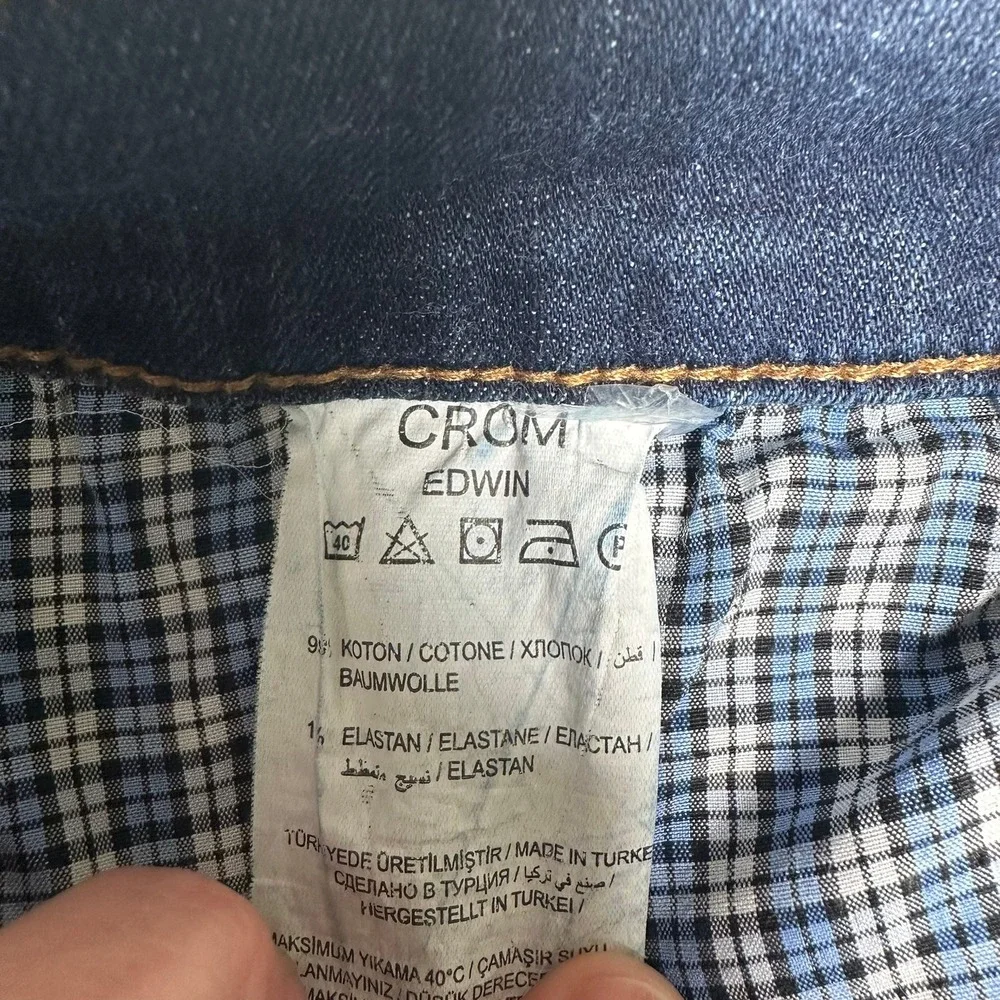 Edwin Crom Slim Straight Med Wash Denim Jeans 34x34 Button Fly Turkey Cotton‎